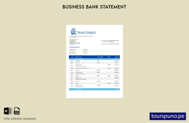 listo para imprimir Plantilla de plantilla de Word y PDF del extracto bancario 3